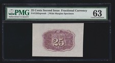 US 25c Fractional Currency Note Specimen spwmb FR 1283sp PMG 63  Ch CU picture