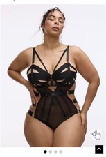 Torrid Vixen Strappy Mesh Studded Underwire Bodysuit Size 1 Black super sexy NWT picture