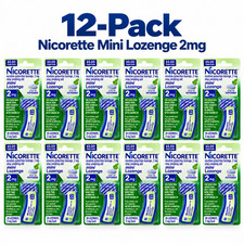 Lot of 12 - Nicorette 2mg Mini Lozenges PepperMint 20 count each  EXP 11/2027 picture