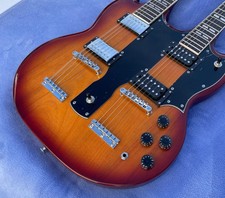 Double Neck 6 & 12 String Electric Guitar Bone Nut Glossy Finished Solid Body picture