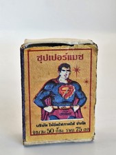 Vtg 1940’s Or 50s Superman Thai Foreign Brand Safety Matches Label Box Empty HTF picture