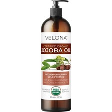 Velona USDA Certified Organic Jojoba Oil - 8 Fl Oz Golden Unrefined Cold Pressed picture