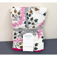 Anthropologie Iluka Cotton Printed Floral Quilt Queen Shams NEW picture