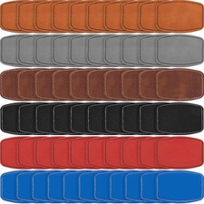 60 Pcs Blank Leatherette Hat Patches with Adhesive Rustic Rounded Rectangle P... picture
