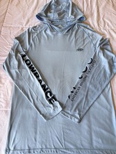 AFTCO Men’s Large Hooded Performance Fishing Shirt UPF 50 Long Sleeve Blue picture