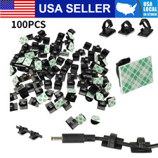 100Pcs Cable Clips Self-Adhesive Cord Management Wire Holder Organizer Clamp US picture