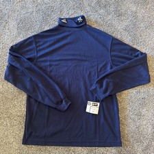 VTG Adidas New York Yankees Mock Neck Long Sleeve Shirt MLB Navy Blue L picture