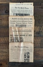 Vintage 1963 - 1964 JFK Kennedy Assassination Newspaper Lot Front Page Sections picture