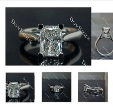 Doveggs 1.62ct Radiant Cut Lab Diamond Ring, G Color VVS2 Clarity, 10K WG, 4.5 picture