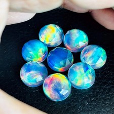 Aurora Opal Round Blue Cabochon for earring and jewelry With Size 10x10MM. picture