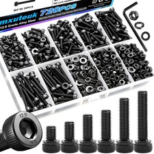 720PCS M3 Hex Socket Screw Nut Washer Assortment Kit 12.9 Alloy Steel Metric picture