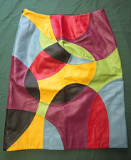 Vintage Metrostyle Multicolor Genuine Leather Patchwork Pencil Skirt Sz 8 Y2K picture
