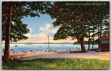 Vintage Postcard Municipal Bathing Beach Burlington VT Linen Era picture