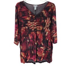 VTG Catherines 2X Velvet Burnout Tunic Top Boho Art Witchy Romantic Whimsigoth picture
