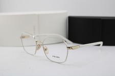 NEW PRADA VPR 55Y LFB-1O1 WHITE GOLD GUNMETAL AUTHENTIC EYEGLASSES 53-17 picture