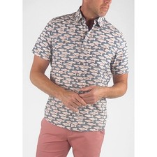 Tailor Vintage Shirt Mens XXL Blue Koi Fish Airotec Stretch Chambray Button Up picture