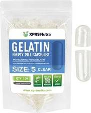 Size 5 Clear Empty Gelatin Pill Capsules Kosher Gel Caps Gluten-Free USA Made picture