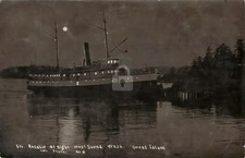 Wa Orcas Island c1908 Steamer Rosalie Night West Sound RPPC Photo Postcard COPY picture
