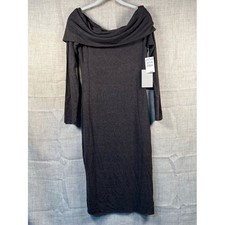 Chelsea 28 Dress Gray Off Shoulder Stretchy Casual Cozy Long Sleeves NWT Medium picture