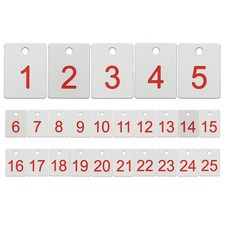 25PCS Rectangle Number Tags 1-25 3x4CM Plastic Number Key with Hole White picture