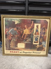 Vintage Pabst Blue Ribbon Popular Prices 18”x15” Frame Beer Sign. P-1002 picture