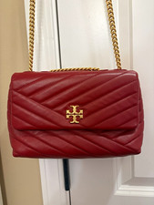 Tory Burch Red Quilted Shoulder Bag Gold Chain Strap Magnetic Closure picture