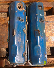 Vintage Ford 429 460 Big Block Valve Covers OEM Power By Ford Blue Steel Pair picture