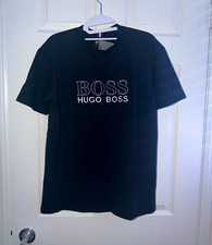 HUGO BOSS Men's Black Logo T-Shirt Short Sleeve Round Neck Size L picture
