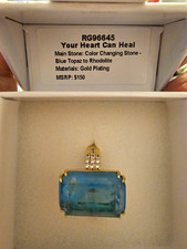 Bomb Party RG96645 Your Heart Can Heal Gold Plating Mood Ring Blue Topaz picture