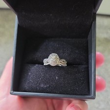 1/2 CT Oval Diamond Double Halo Bridal Set – 10K White Gold, Size 4.25 picture
