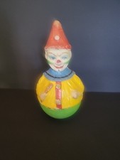Antique Early 1900s Papier Mâché Clown Roly Poly Tumbler Toy 10 1/2