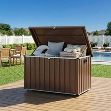 120-200 Gallon Metal Deck Storage Box Wheels Lockable Galvanized Steel Frame picture