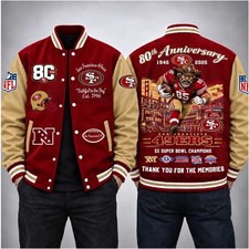 San Francisco 49ers Football 80th Anniversary Baseball Jacket picture
