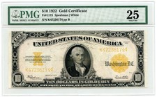 1922 Gold Certificate $10 Large Size | PMG 25 Very Fine - Beautiful Note picture