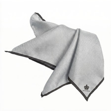 $195 NWOT Dolce&Gabbana Gray w Black Silk Pocket Square Italy 13