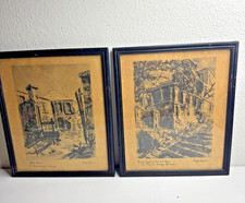 Paula Brown Signed Prints Set 2 St Thomas Virgin Islands  VGT Art Framed 11x13 picture