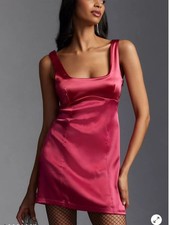 NWT Anthropologie Maeve Square-Neck Satin Mini Dress picture