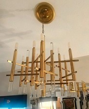 VINTAGE GAETANO SCIOLARI 8-LIGHT CHANDELIER — ITALIAN MID-CENTURY MODERN picture