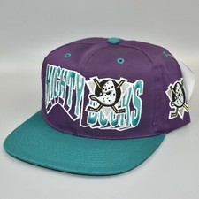 Anaheim Mighty Ducks NHL Vintage 90's GCC The Wave Snapback Cap Hat - NWT picture
