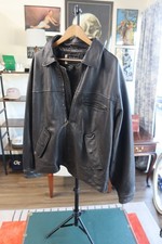 Vintage EDDIE BAUER leather jacket M black Jourrneyman legend motorcycle Jacket picture