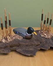 OOAK Hand Carved & Painted Mallard Drake Decoy on Driftwood - Dale Phillips  picture