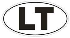 LT Lithuania Country Code Oval Bumper Sticker or Helmet Sticker D916 picture
