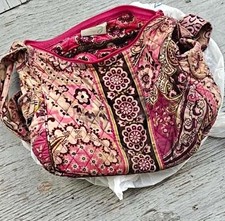 Vera Bradley Medium Shoulder Bag Pink Paisley Quilted Zip Closure Purse picture