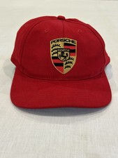 Vintage Porsche Crest Snapback Hat Red Made in USA Embroidered Logo Cap picture