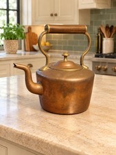 Antique Early 1800’s Dovetailed Copper Kettle Trefoil Brass Mounts. Original Lid picture
