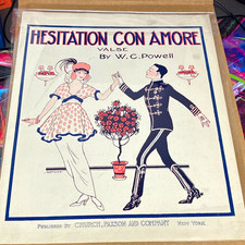 Antique 1914 Hesitation Con Amore Sheet Music Natwick Art Deco Dance Fashion  picture
