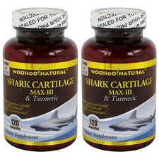 2 x WOHO Natural 100% Natural Shark Cartilage MAX III Tumeric Curcuma 120 Caps picture