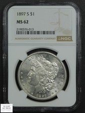 1897 S Morgan Silver Dollar $1 NGC MS 62 picture