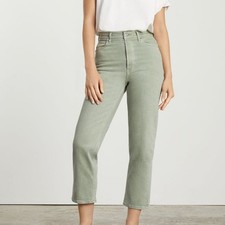 Everlane The Way High Sage Green Straight Cotton Denim Pant - 26 picture