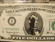 Unique 1963A $5 Ink Smear Error picture